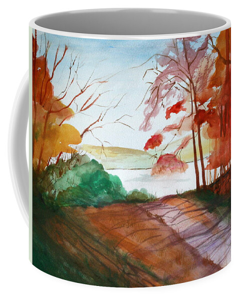 Landscape Coffee Mug featuring the painting The Lake Road by Julie Lueders 
