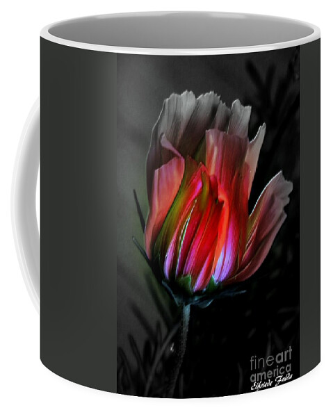 Flower Coffee Mug featuring the mixed media The Lamp by Elfriede Fulda