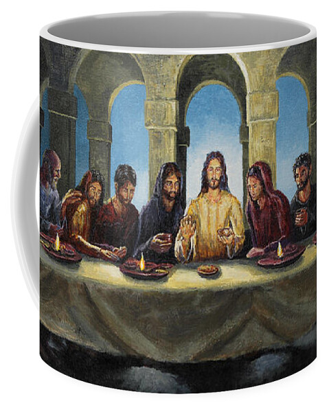 Christ Coffee Mug featuring the painting The Last Supper by Joey Agbayani