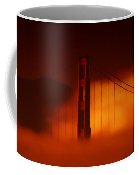 Golden Gate Bridge Coffee Mug featuring the photograph The Last To Fall by Donna Blackhall