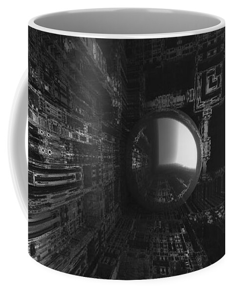 Fractal Coffee Mug featuring the digital art The Light Awaits by Jon Munson II