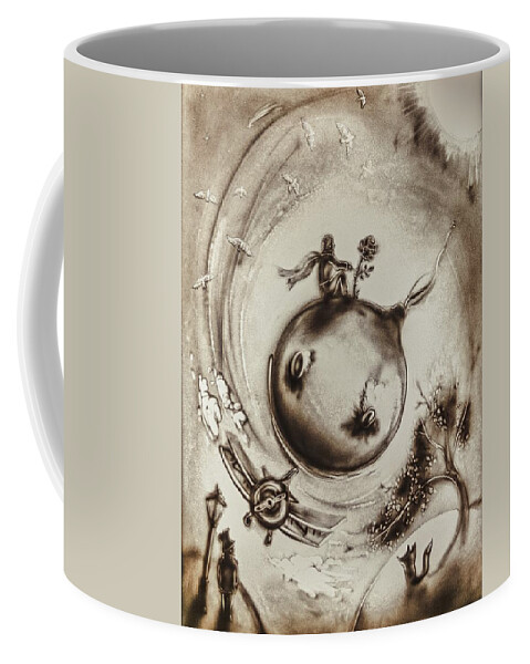 The Little Prince Coffee Mug featuring the painting The Little Prince by Elena Vedernikova