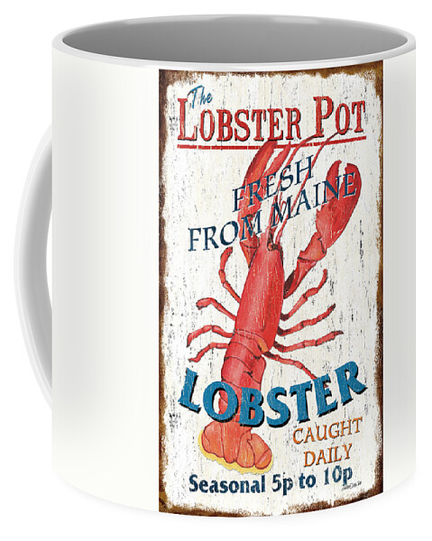 Lobster Coffee Mug featuring the painting The Lobster Pot by Debbie DeWitt