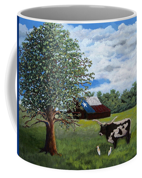 Texas Coffee Mug featuring the painting The Lone One Plus 2 by Suzanne Theis