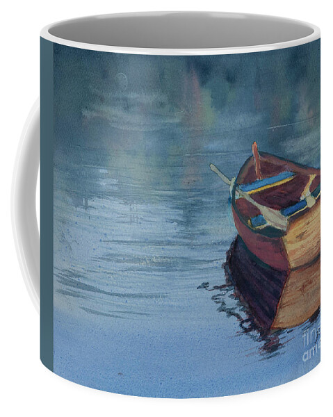  Coffee Mug featuring the painting The Lonely Boat by Pati Pelz