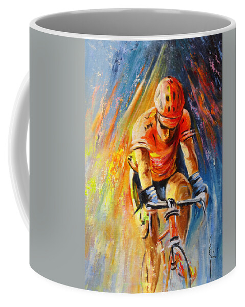 Sports Coffee Mug featuring the painting The Lonesome Rider by Miki De Goodaboom