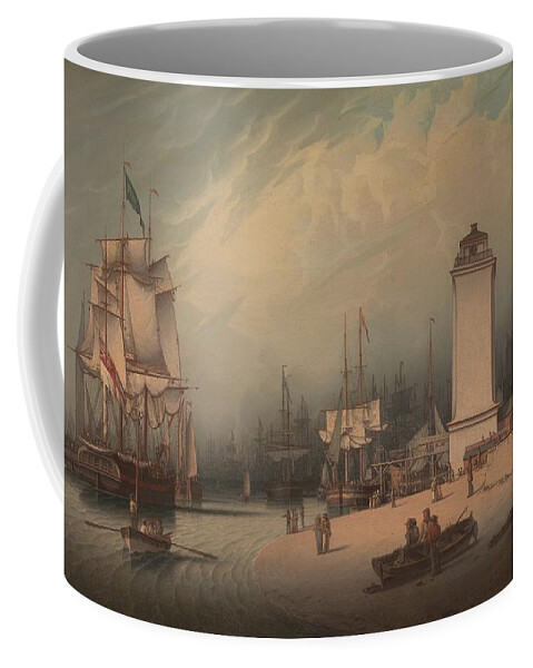The Low Lighthouse Coffee Mug featuring the painting The Low Lighthouse, North Shields by Robert Salmon, 1828. by Celestial Images