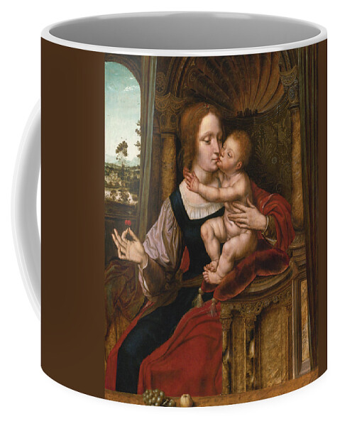 Quentin Matsys Coffee Mug featuring the painting The Madonna of the Cherries by Quentin Matsys