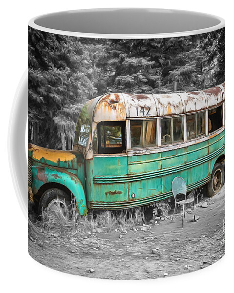The Magic Bus Coffee Mug featuring the digital art The Magic Bus from Into the Wild by Eva Lechner