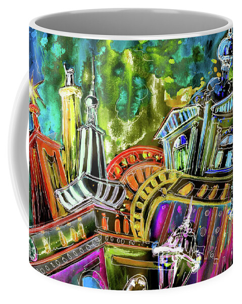 Czech Republic Coffee Mug featuring the painting The Magical Rooftops of Prague 02 by Miki De Goodaboom