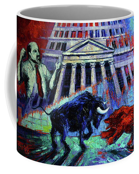The Market Coffee Mug featuring the painting The Market by Mona Edulesco