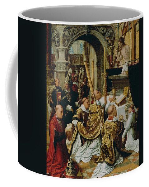 16th Century Art Coffee Mug featuring the painting The Mass of Saint Gregory the Great by Adriaen Isenbrandt