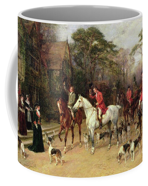 Hunt Coffee Mug featuring the painting The Meet at the Manor House by Heywood Hardy