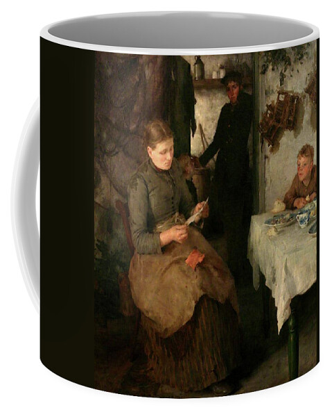 Message Coffee Mug featuring the painting The Message by Henry Scott Tuke