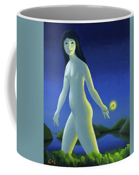 Woman Coffee Mug featuring the painting The messenger by Chris Miles