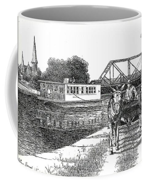 Erie Canal Coffee Mug featuring the drawing The Miss Apple Grove by Arthur Barnes