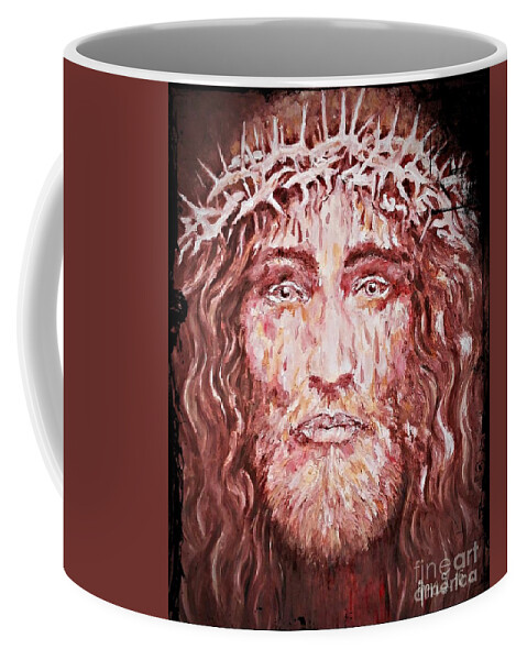 Jesus Coffee Mug featuring the painting The Most Loved Jesus Christ by Amalia Suruceanu