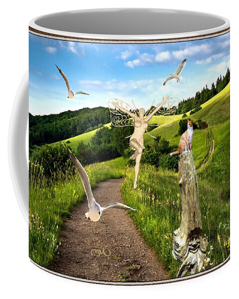 Modern Painting Coffee Mug featuring the mixed media The Mountain Road 1 by Pemaro