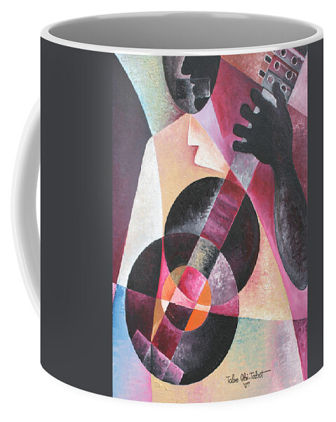 The Musician Coffee Mug featuring the painting The Musician by Obi-Tabot Tabe