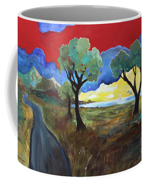 The New Road Coffee Mug featuring the painting The New Road by Robin Pedrero