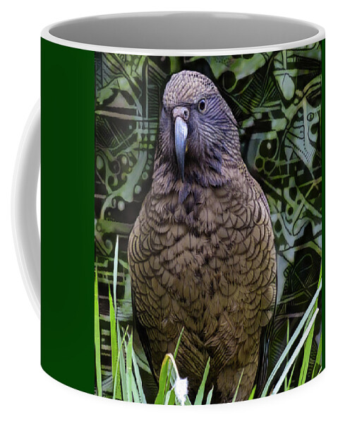 Kea Coffee Mug featuring the digital art The New Zealand Kea by Steve Taylor
