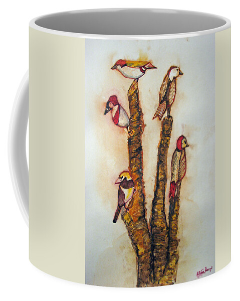 Birds Coffee Mug featuring the painting The Night Watchers by Patricia Arroyo
