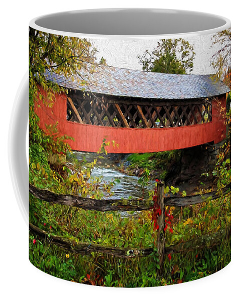 Creamery Covered Bridge Coffee Mug featuring the photograph The Old Creamery Covered Bridge by Susan Rissi Tregoning
