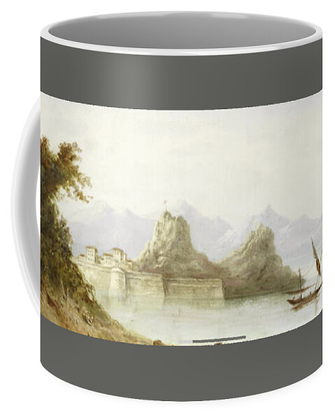 English School 19th Century The Old Fortress Of Corfu Coffee Mug featuring the painting The Old Fortress of Corfu by MotionAge Designs