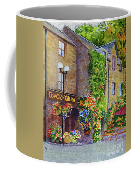 Scotland Coffee Mug featuring the painting The Old Mill Inn by Karen Fleschler