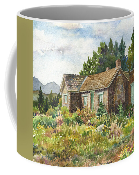 Stone House Painting Coffee Mug featuring the painting The Old Moore House at Caribou Ranch by Anne Gifford