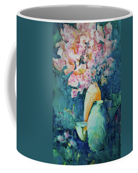 Lee Beuther Coffee Mug featuring the painting The Orange Vase by Lee Beuther