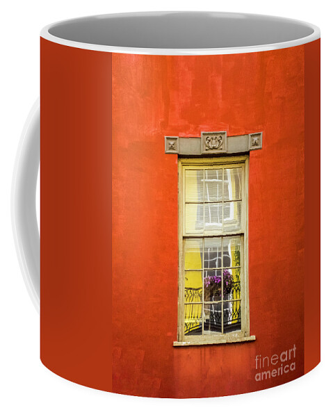Architecture Coffee Mug featuring the photograph The Orange Wall by Frances Ann Hattier