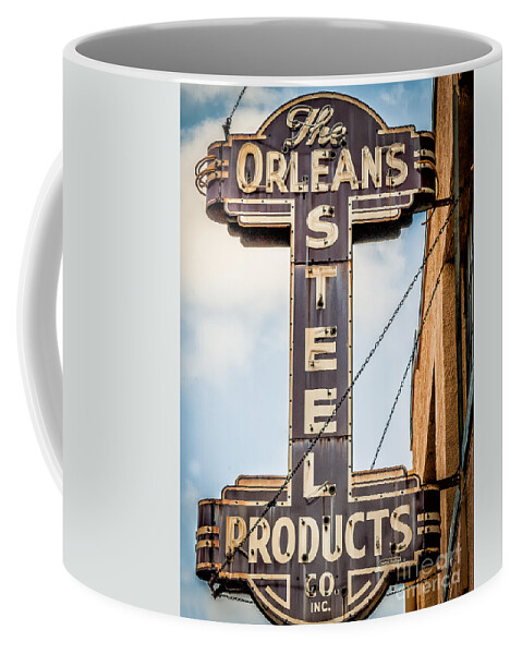 Sign Coffee Mug featuring the photograph The Orleans Steel Products Sign by Kathleen K Parker