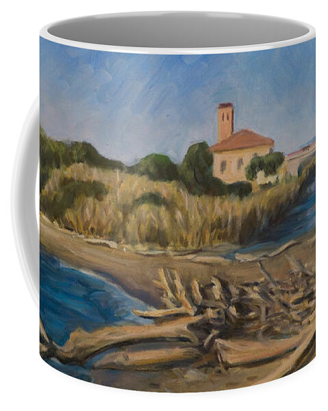 Tuscany Coffee Mug featuring the painting The outfall of Ombrone river by Marco Busoni