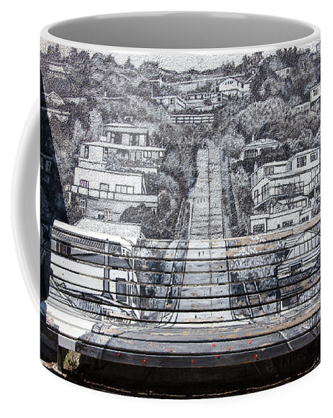 Bench Coffee Mug featuring the photograph The Painted Bench by Ramunas Bruzas