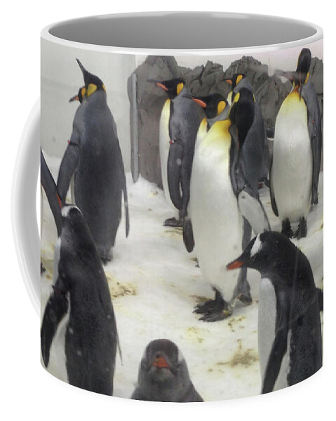 Penguins Coffee Mug featuring the photograph The Parading Penguins by Susan Grunin