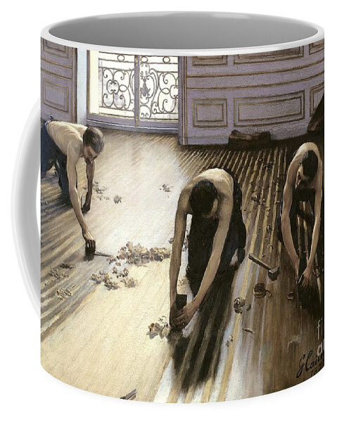 Gustave Caillebotte Coffee Mug featuring the painting The Parquet Planers by Gustave Caillebotte