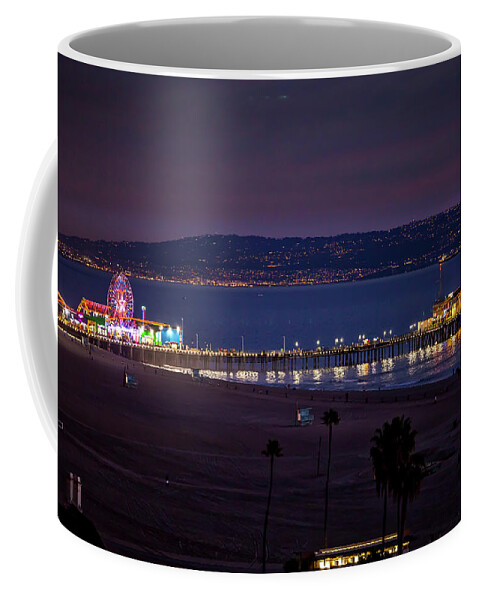  Santa Monica Pier At Night Coffee Mug featuring the photograph The Pier After Dark - 3 by Gene Parks