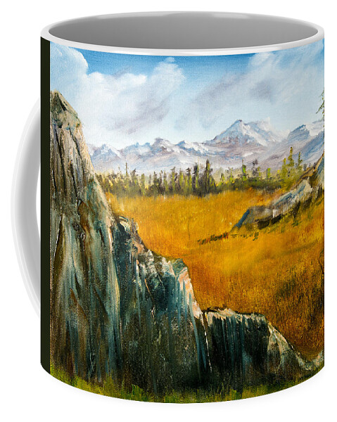 Plains Coffee Mug featuring the painting The Plains - Mountain Landscape by Barry Jones