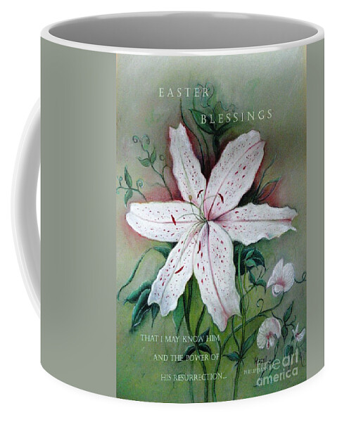 Lily Coffee Mug featuring the painting The Power of His Resurrection by Hazel Holland