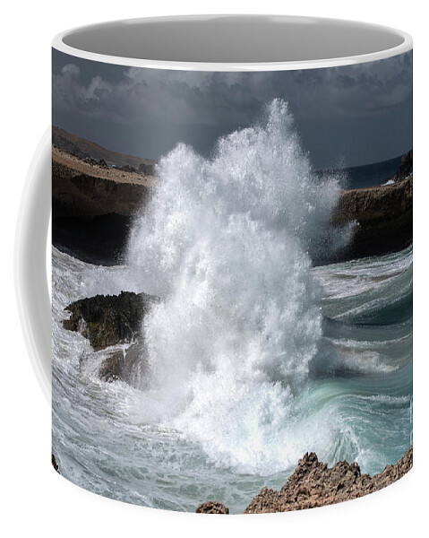 Aruba Coffee Mug featuring the photograph The Power Of The Sea by Judy Wolinsky