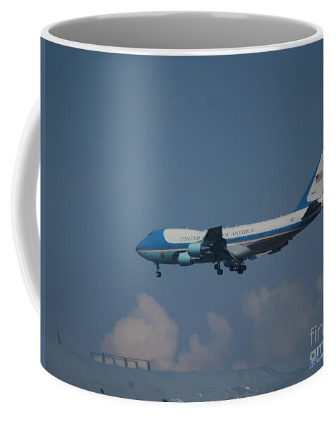 President's Plane Coffee Mug featuring the photograph The President's Aircraft by Susan Stevens Crosby