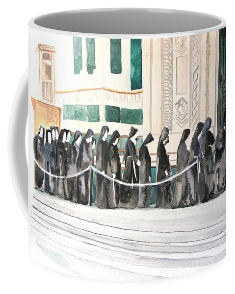 Religious Coffee Mug featuring the painting The Prosession by Patricia Arroyo