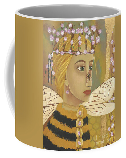 Queen Bee Coffee Mug featuring the painting The Queen Bee's Honeycomb by Jean Fry