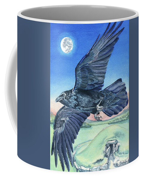 Raven Coffee Mug featuring the painting The Raven by Antony Galbraith