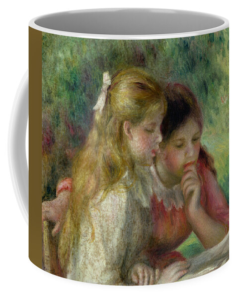 Renoir Coffee Mug featuring the painting The Reading by Pierre Auguste Renoir