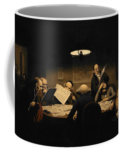 The Reading Room Painting Painted Originally By Johann Peter Hasencleverm Coffee Mug featuring the painting The Reading Room Painting Painted originally by Johann Peter Hasencleverm