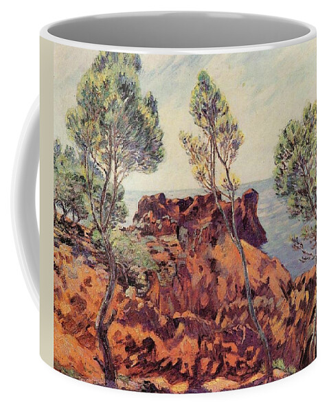 Agay - The Red Rocks Coffee Mug featuring the painting the Red Rocks by Armand Guillaumin