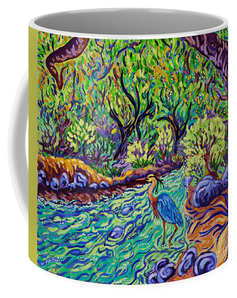 Elfin Forest Coffee Mug featuring the painting The River Between Worlds by Cathy Carey