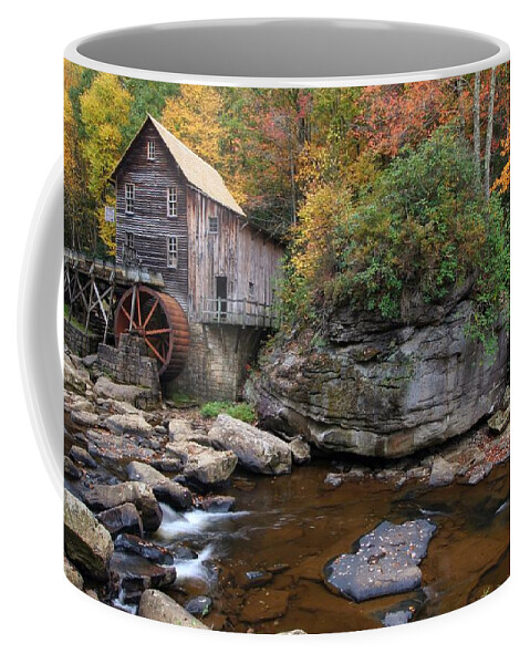 Glade Creek Grist Mill Coffee Mug featuring the photograph The Rock at Glade Creek Grist Mill by Chris Berrier